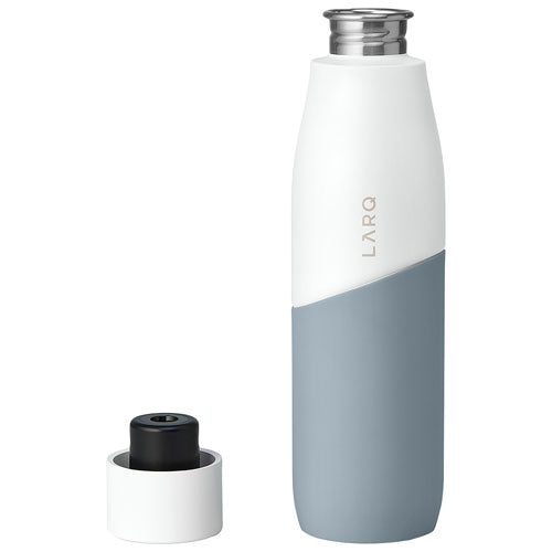 Larq | PureVis Movement 710ml (24 oz.) Stainless Steel Water Bottle with Self-Cleaning Mode - White/Pebble | BSWP071A