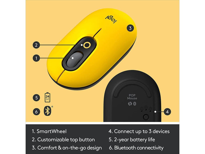 SO Logitech | Pop Bluetooth Mouse - Blast Yellow | 910-006543
