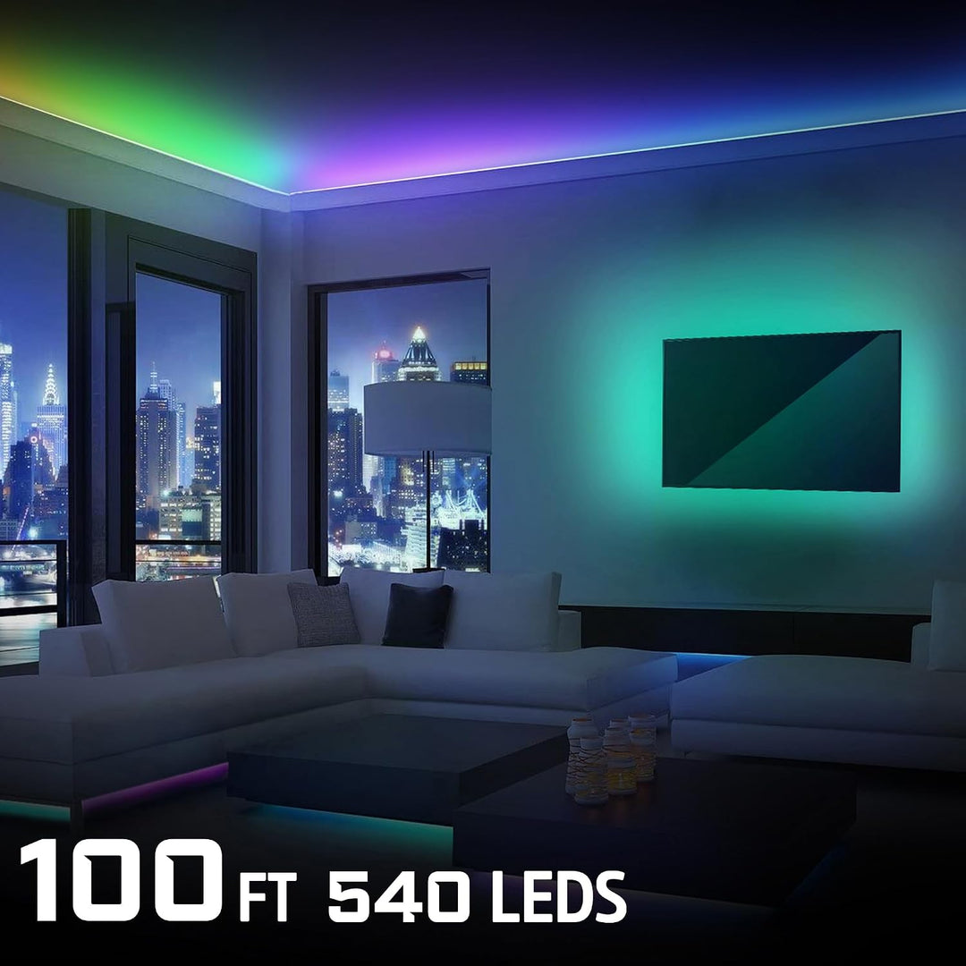 Energizer | Smart RGB+IC LED Light Strip, 100 Foot Indoor Wi-Fi Color Flow LED Light Strip, Sound Reactive, Remote Access, Voice Control with Alexa Siri, Google, Grouping, Scheduling | EIS2-1005-RGB