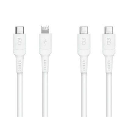 Logiix | Sync & Charge Cable 2 Pack - USB-C to Lightning  & USB-C to USB-C - 1.5M / 5FT - White | LGX-13663