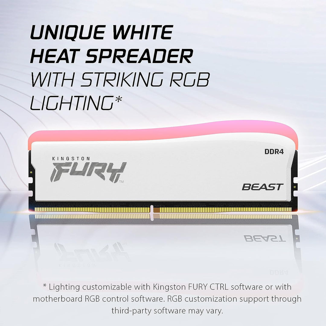 Kingston | RAM UDIMM 32GB (16x2) 3600MT/s DDR4 CL18 DIMM Kit of 2 FURY Beast White RGB