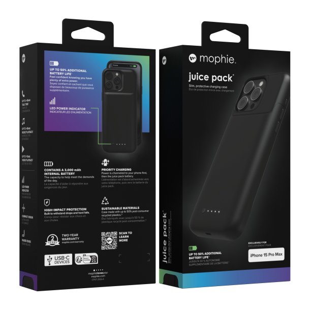 Mophie | Juice Pack iPhone 15 Pro - Black | 15-12506 – TRINITI TECH
