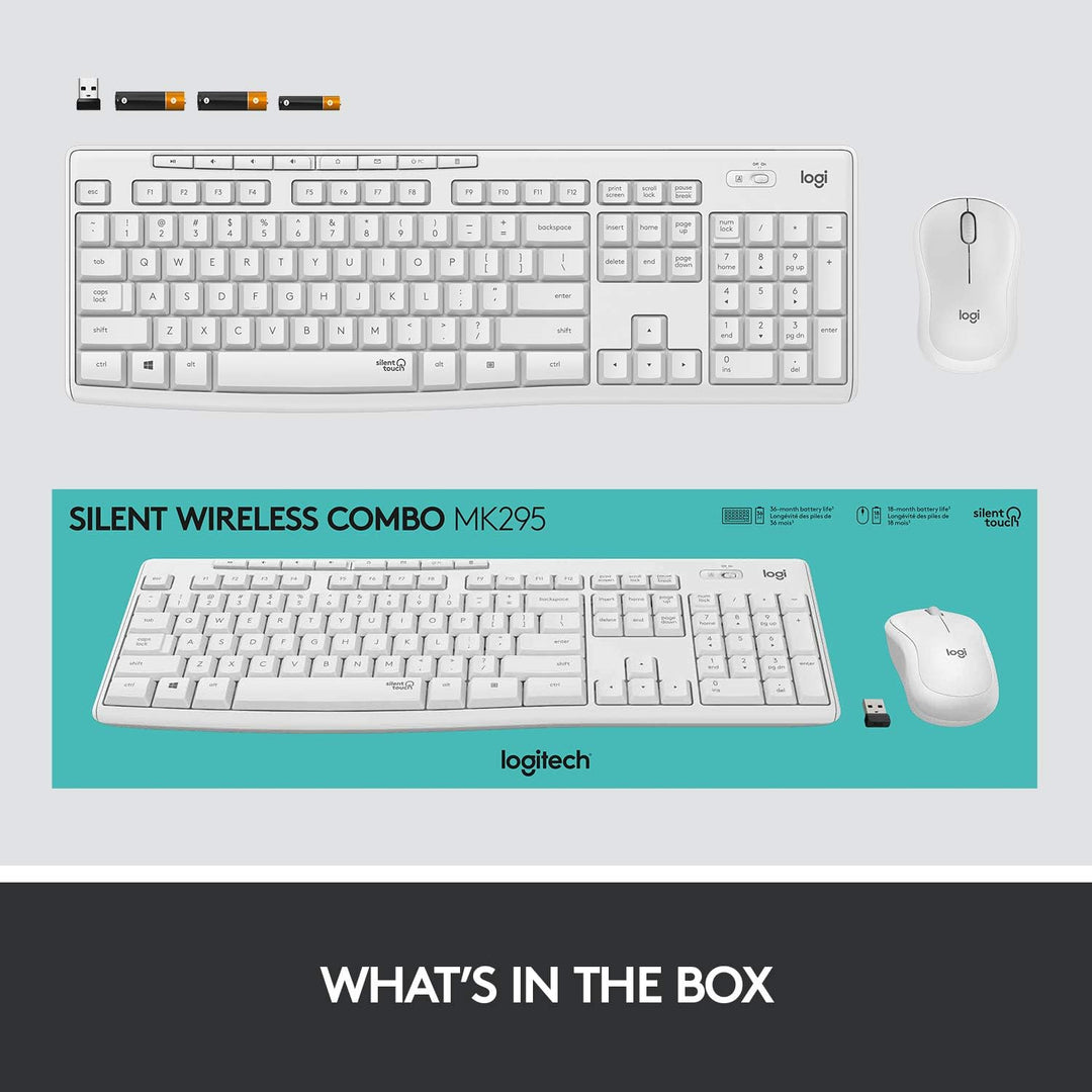 Logitech | MK295 Silent Wireless Optical Keyboard & Mouse Combo - Off-White | 920-009783