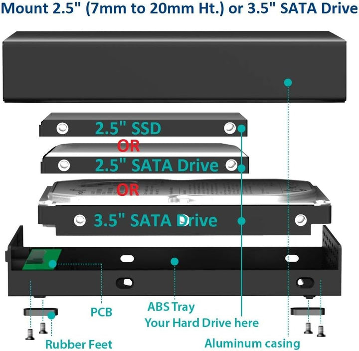 Vantec | NexStar GX USB3.1 Gen2 3.5 inch or 2.5 inch SATA HDD/SSD Enclosure | NST-371C31-BK