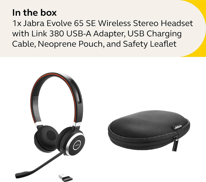 Jabra | Evolve 65 SE UC Wireless BT Duo/Stereo Headset, USB-A | 6599-839-409