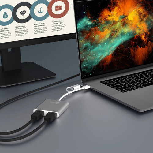 j5create | USB-C to Dual HDMI Multi-Monitor Adapter - White | JCA365