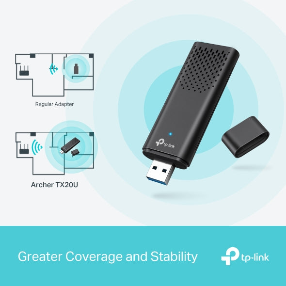 TP-Link | Dual Band Wi-Fi 6 USB Adapter NT Archer TX20U AX1800  | ARCHER TX20U