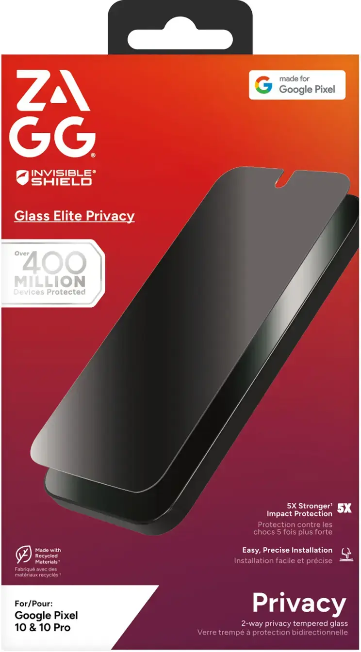 ZAGG | InvisibleShield Glass Elite 2-Way Privacy Screen Protector for Google Pixel 10/10 Pro | 200118390