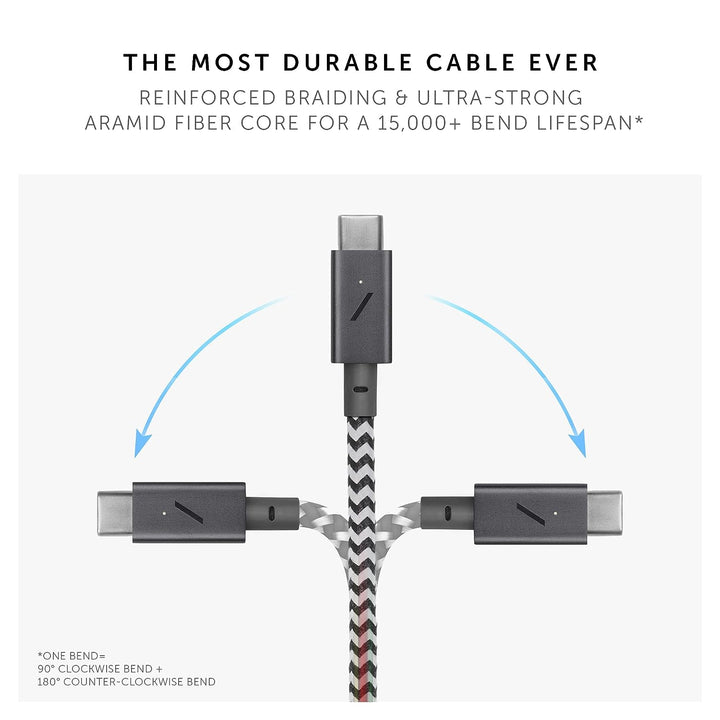 Native Union | Belt Cable Pro USB-C to USB-C 8ft 240w - Zebra | BELT-PRO2-ZEB-NP