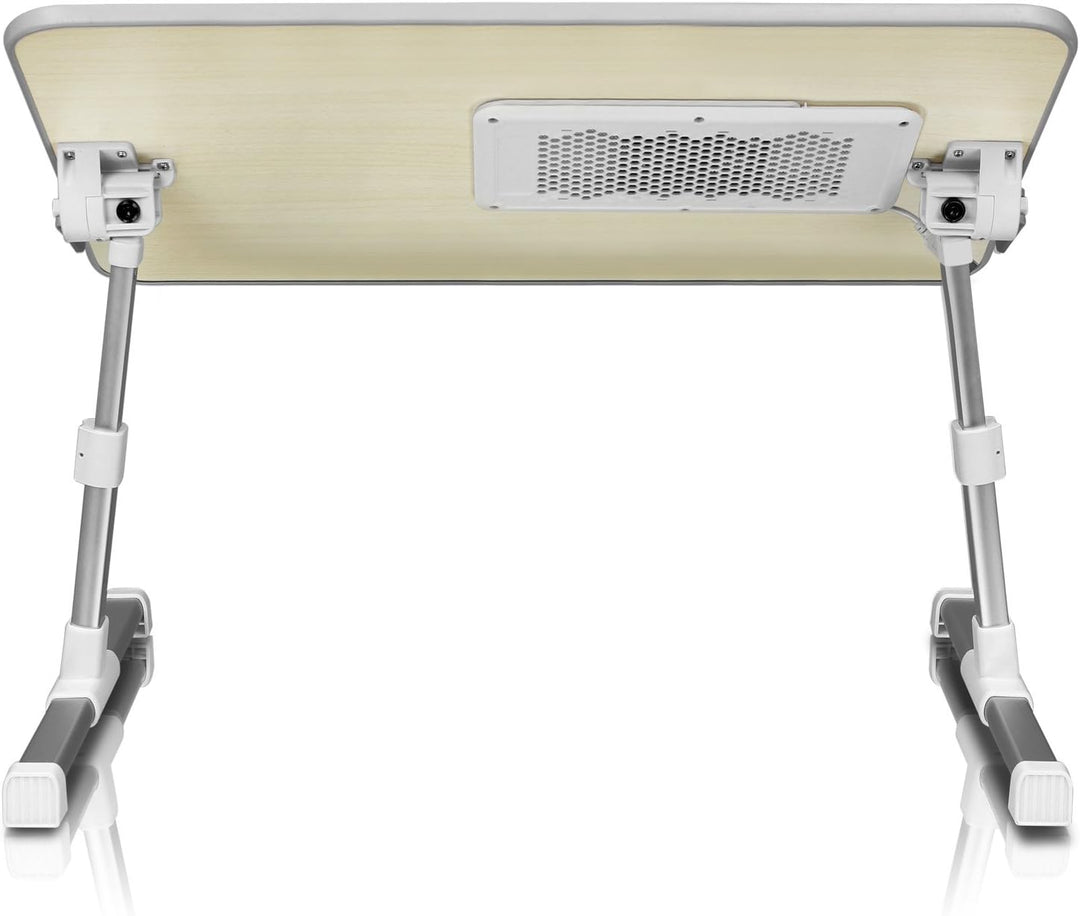 Aluratek | Adjustable, Foldable, Ergonomic Laptop Table with Cooling Fan - Biege | ACT01F
