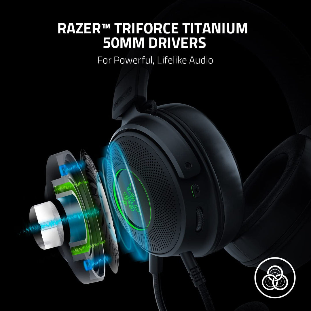 Razer | Kraken V3 HyperSense Wired USB Over-Ear Gaming Headset with Haptic Technology | RZ04-03770100-R3U1