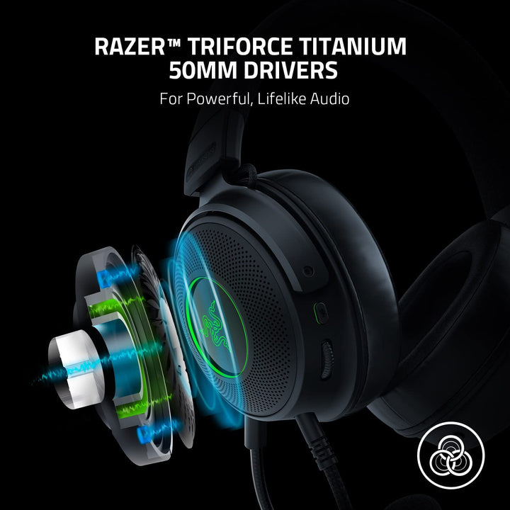 Razer | Kraken V3 HyperSense Wired USB Over-Ear Gaming Headset with Haptic Technology | RZ04-03770100-R3U1