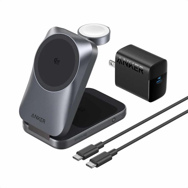 Anker | 3 in 1 MacGo Wireless Foldable Charging Station (Aircool) - Black | B25N1J115