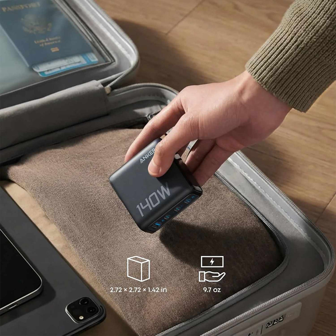 Anker | Fast Wall Charger with Touch Display 140W USB-C 4-port PD 3.1 - Dark Gray | B2697JZ15