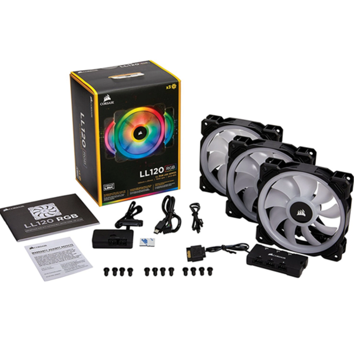 Corsair | LL Series LL120 RGB 120mm Dual Light Loop RGB LED PWM Fan 3 Fan Pack with Lighting Node Pro CO-9050072-WW