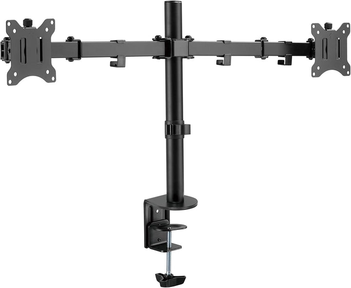 Amer | Dual Monitor Desk Clamp Mount Heavy Duty fully Adjustable - Black | 2EZCLAMP