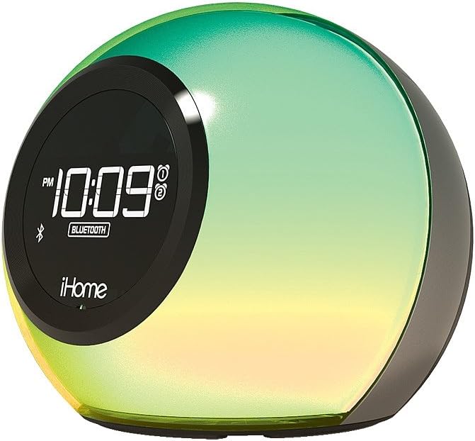 iHome | Colour Changing Bluetooth Dual Alarm Clock/Radio w/ USB-A Charging - Black | iBT29
