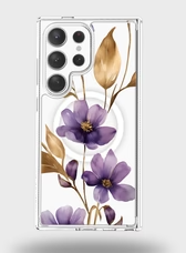 Caseco | Clear Design Case - Purple Wildflower for Samsung S24 Ultra  | ED24C3-00FX