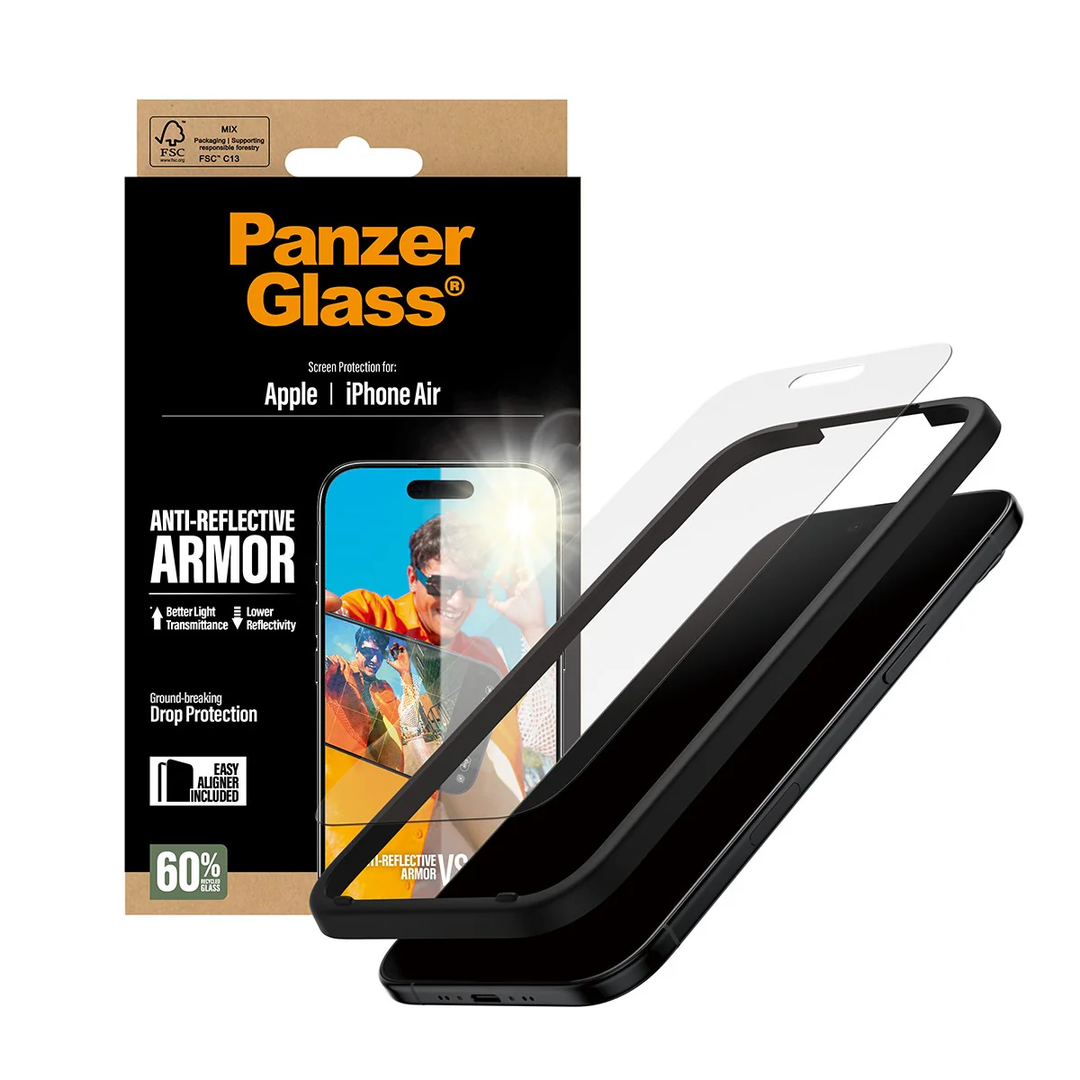PanzerGlass | Ultra Wide Fit Anti-Reflective Armor Screen Protector iPhone 17 Air w/EasyAligner - Clear | PG-55876CA