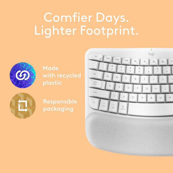 Logitech | Keyboard Wave for Mac Wireless Bluetooth USB-C - White | 920-012402