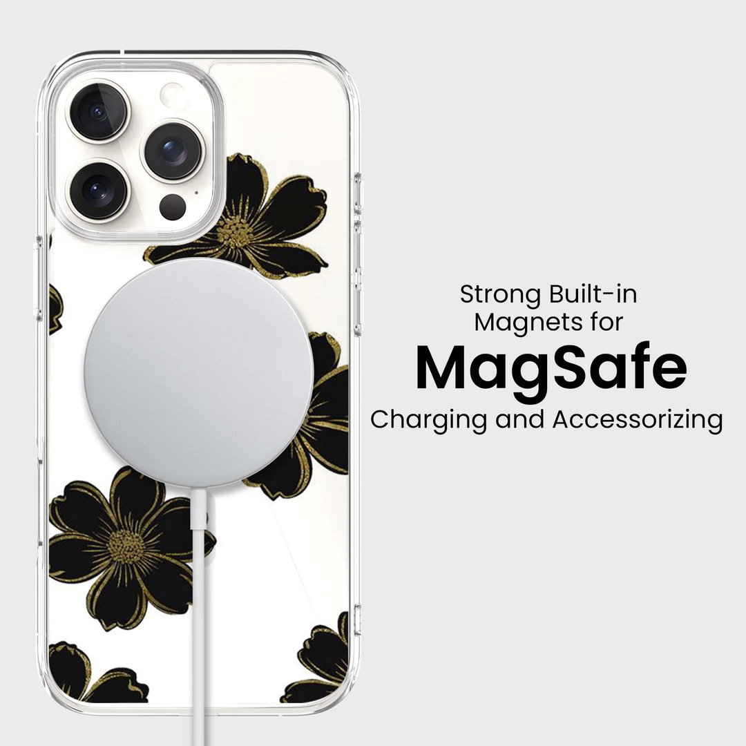 Caseco | Black Flower iPhone 16 Pro Max - Clear / Black | ED24D2-FLB