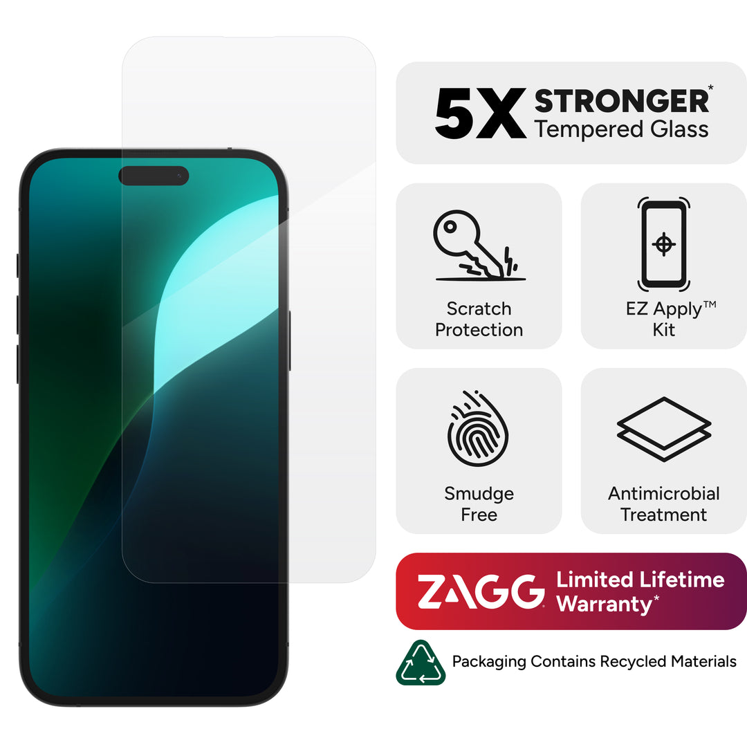 ZAGG | InvisibleShield Glass Elite VisionGuard for iPhone 16 Plus / 15 Plus - Clear | IS-200114943