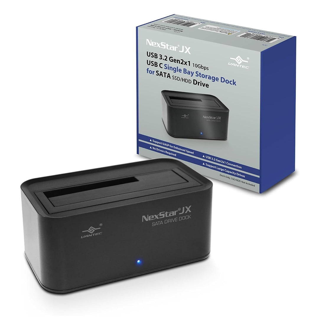 Vantec | NexStar JX, USB 3.2 Gen2x1, USB C, Single Bay Storage Dock for SATA Drive | NST-D158C3-BK