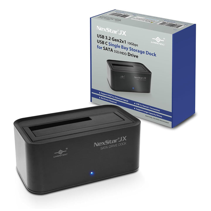 Vantec | NexStar JX, USB 3.2 Gen2x1, USB C, Single Bay Storage Dock for SATA Drive | NST-D158C3-BK