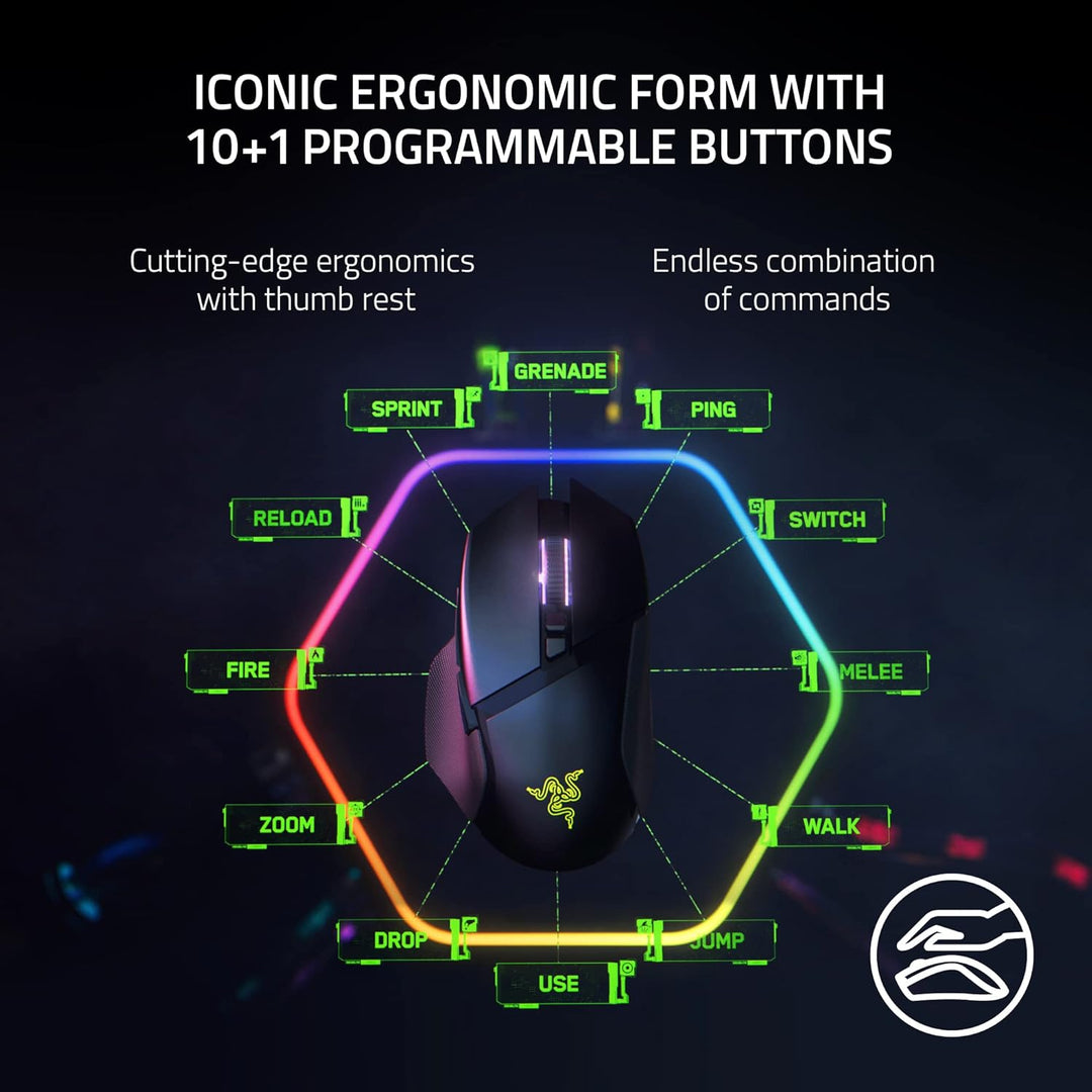 Razer Renewed | Basilisk V3 Pro Wireless Gaming Mouse - White 60 DAYS WARRANTY | RZ01-04620200-R3U1R