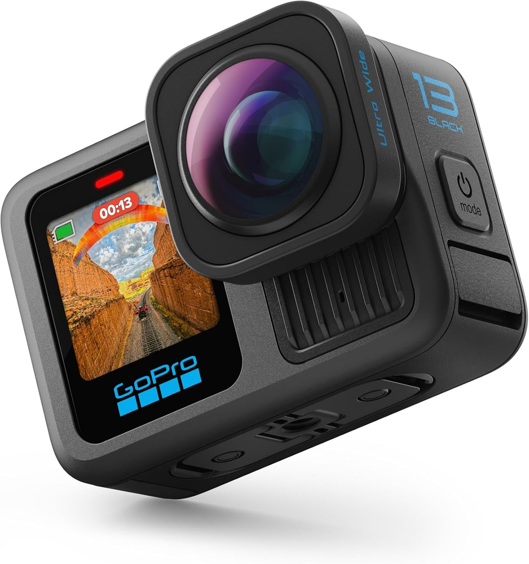 GoPro | HERO13 Ultra Wide Edition Waterproof Action Camera with 5.3K60 Video, 27MP Photo, Boosted 177-degree FOV + Compatability with HB-Series Lenses - Black |