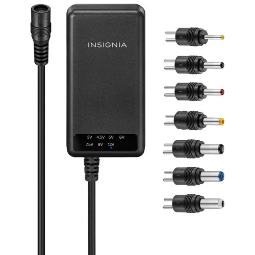 Insignia | Universal AC Adaptor with 7 Tips & USB-A 22.5W - Black | NS-UNI22WAC-C