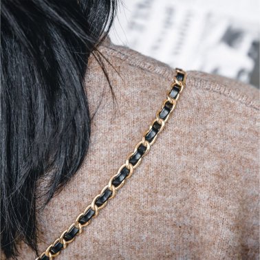 MAGEASY | Leather Chain Classic Strap + Card - Black/Gold | 15-12764