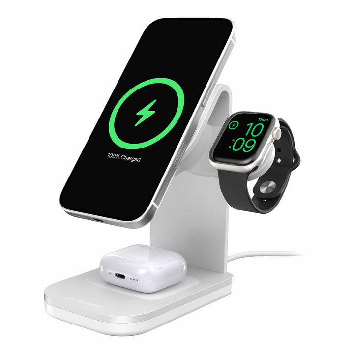OtterBox | Qi2 3-in-1 Wireless Charging Stand 25W - White | 77-000786