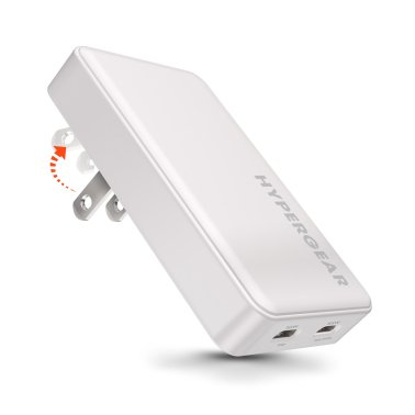 HyperGear | Ultra-Slim Dual Port USB-C Wall Travel Charger w/ Folding Prongs 65W | 16131