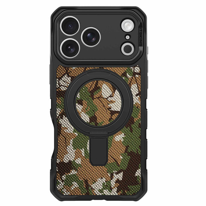 Itskins | Supreme_R Stand Nylon MagSafe Case for iPhone 17 Pro Max - Camouflage Green | AP7UFONYLCAMG