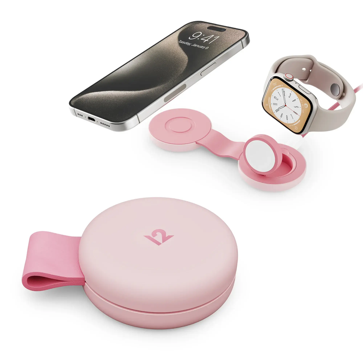 LOGiiX | 2-in-1 Foldable Charging Stand Qi2 Mag - Pink | LGX-13880