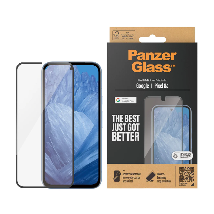 PanzerGlass | SAFE Ultra-Wide Fit Screen Protector for Pixel 8a - Clear | SAFE95789CA