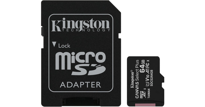 //// Kingston | Canvas Select Plus 64GB UHS-I microSDXC Memory Card with SD Adapter |  DCS2/64GB-2P1ACR