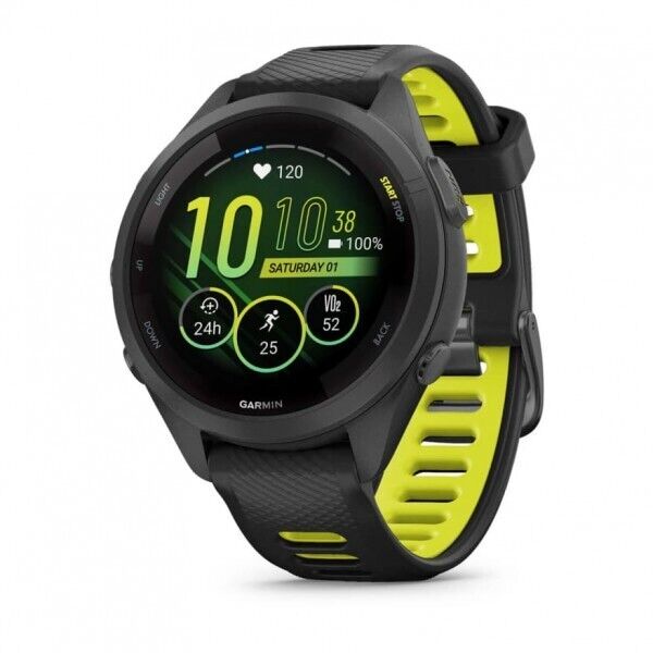 Garmin | Forerunner 265S 42mm Bluetooth Running Smartwatch - Black/Amp Yellow 010-02810-03