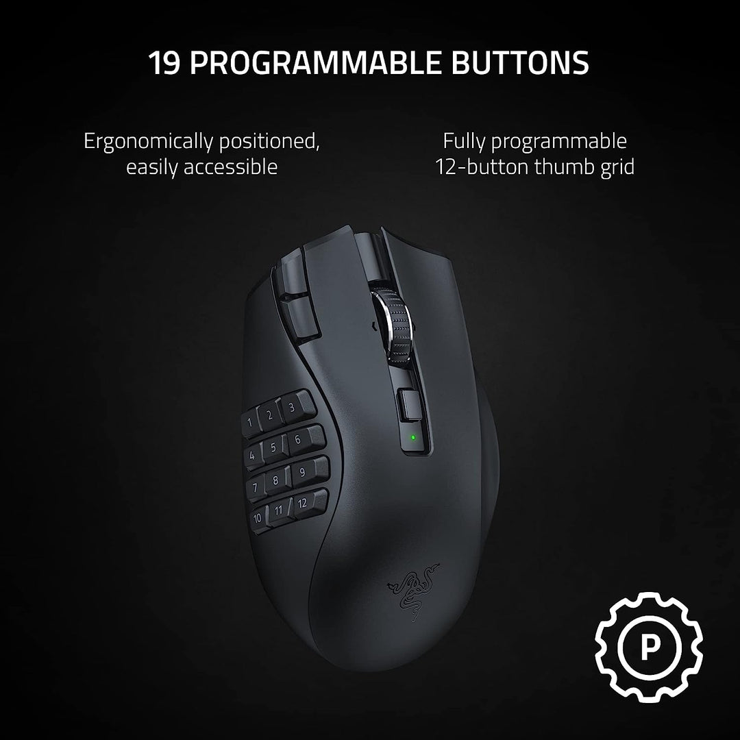 Razer | Gaming Mouse Wireless MMO Naga V2 Hyperspeed 19 Buttons 30000Dpi Bluetooth - Black | 53049