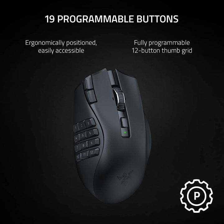 Razer | Gaming Mouse Wireless MMO Naga V2 Hyperspeed 19 Buttons 30000Dpi Bluetooth - Black | 53049