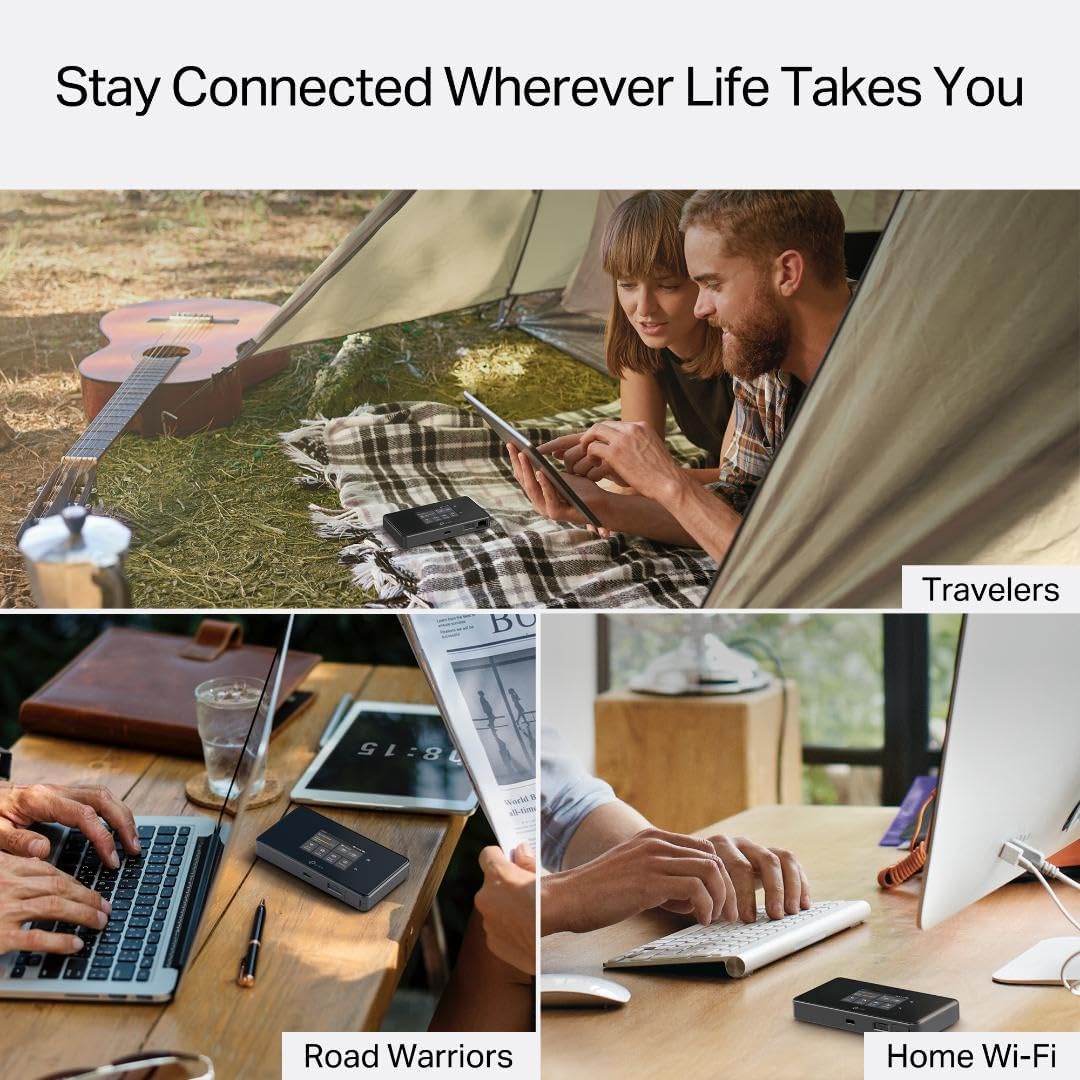 TP-Link | 5G Cellular Router WiFi 6E AXE3600, 5G/4G LTE, Tri-Band, Touchscreen, 2.5Gbps LAN/WAN Port - Black | M8550