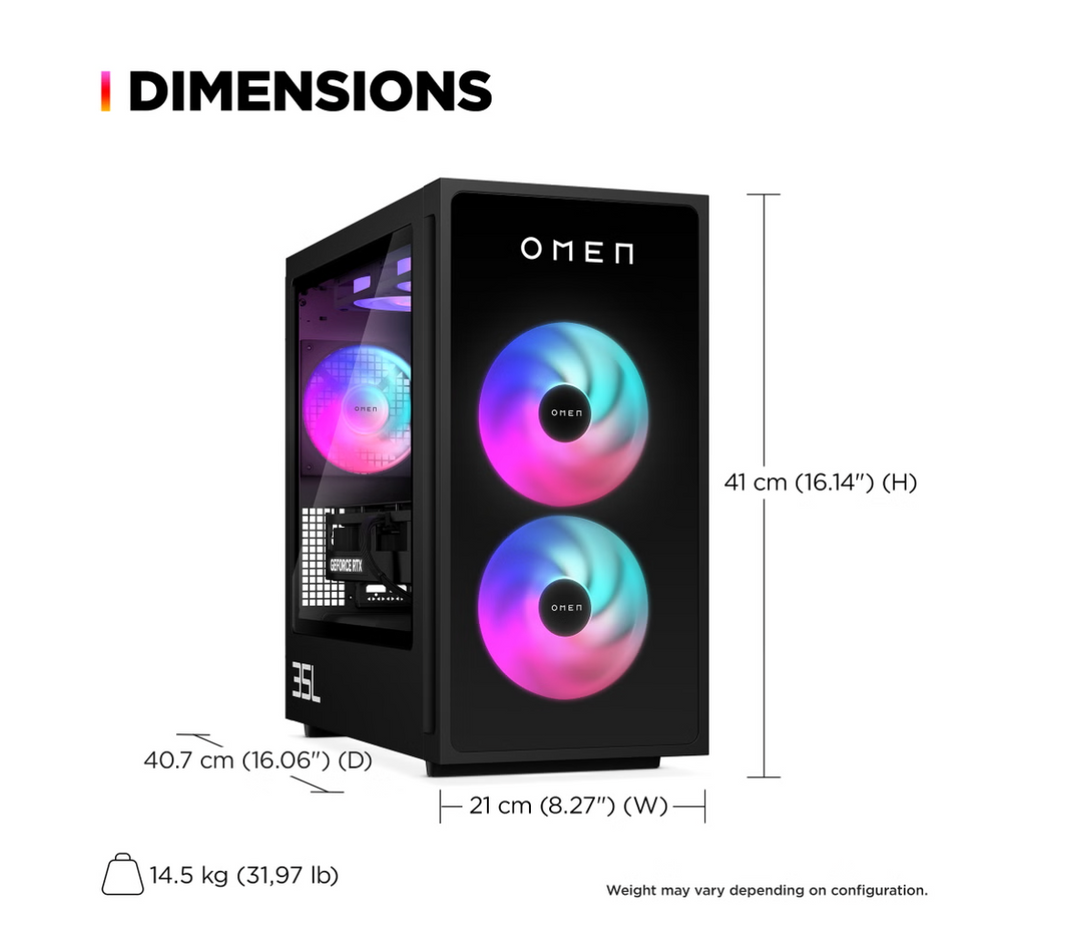 HP | OMEN 35L Gaming Desktop Ultra 7 265K 32GB DDR5 2TB RTX 5070TI 16GB W11 Home 1YR  GT16-0059