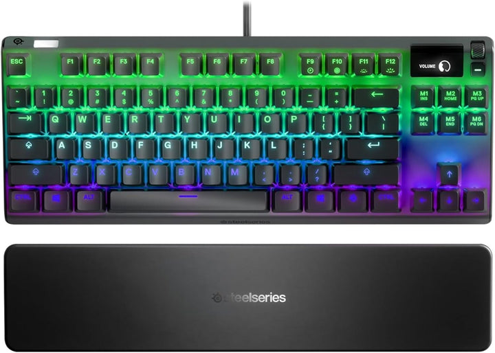 SteelSeries | Apex 7 TKL Compact Mechanical Gaming Keyboard OLED Smart Display USB Passthrough and Media Controls Linear and Quiet RGB Backlit - Red Switch