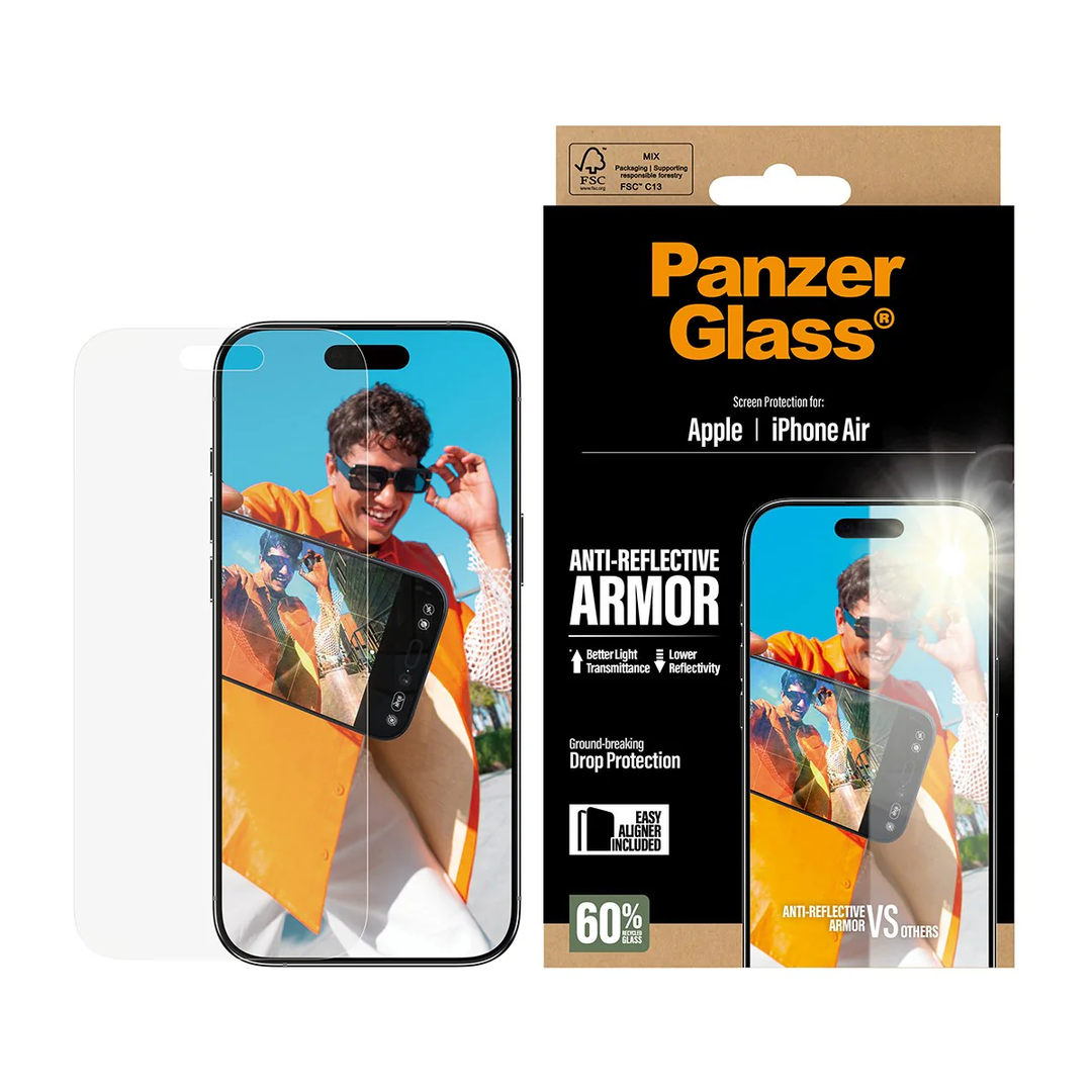 PanzerGlass | Ultra Wide Fit Anti-Reflective Armor Screen Protector iPhone 17 Air w/EasyAligner - Clear | PG-55876CA
