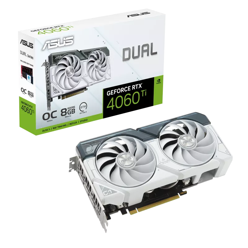 Asus | Video Card GeForce Dual RTX 4060 TI 8GB GDDR6 PCIe - White | DUAL-RTX4060TI-O8G-WHITE