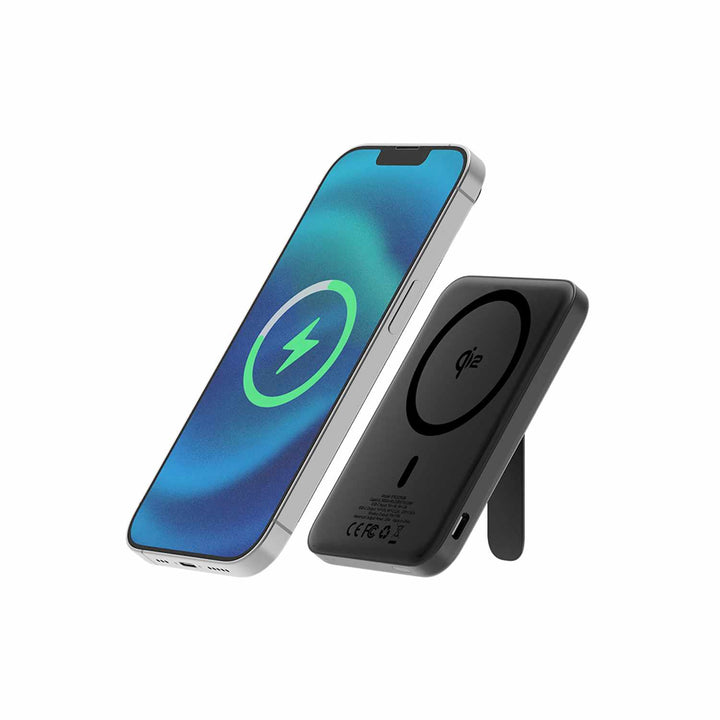 Blu Element | Qi2 Wireless Power Bank with Kickstand 5K - Black | BEPBQi25KBK