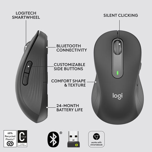 Logitech | Signature M650 LEFT Hand  Mouse - Graphite | 910-006234