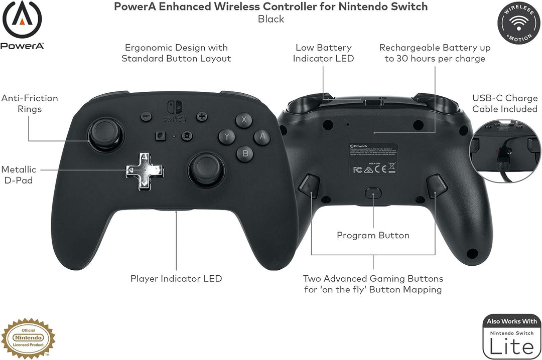 PowerA | Enhanced Wireless Controller for Nintendo Switch - Black | 1509988-04