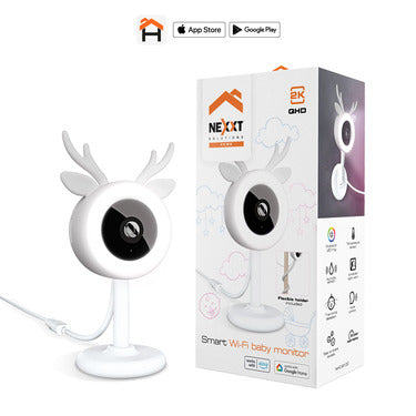Nexxt | Smart Home  Indoor Smart WIFI monitor Baby Camera 2K - White | NHC-B100